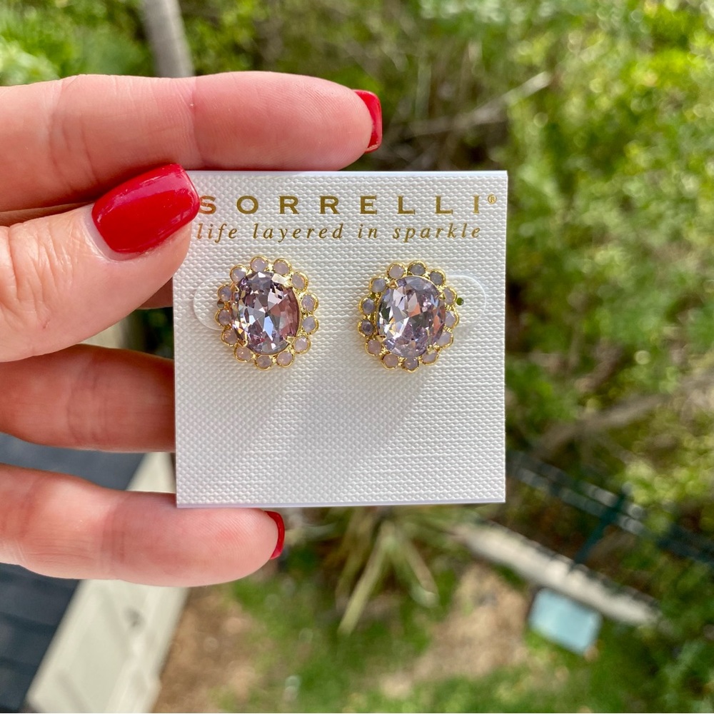 Sorrelli Halo Oval Crystal Stud Earrings in Crystal Rose NWT - Picture 10 of 16